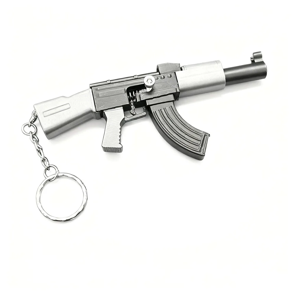 Keychain Mini AK47 Pulse Rifle Toy Blaster GO Saber Key Chain 3D Printed Keychain Decompression Toys Cool Kids Souvenirs Gifts