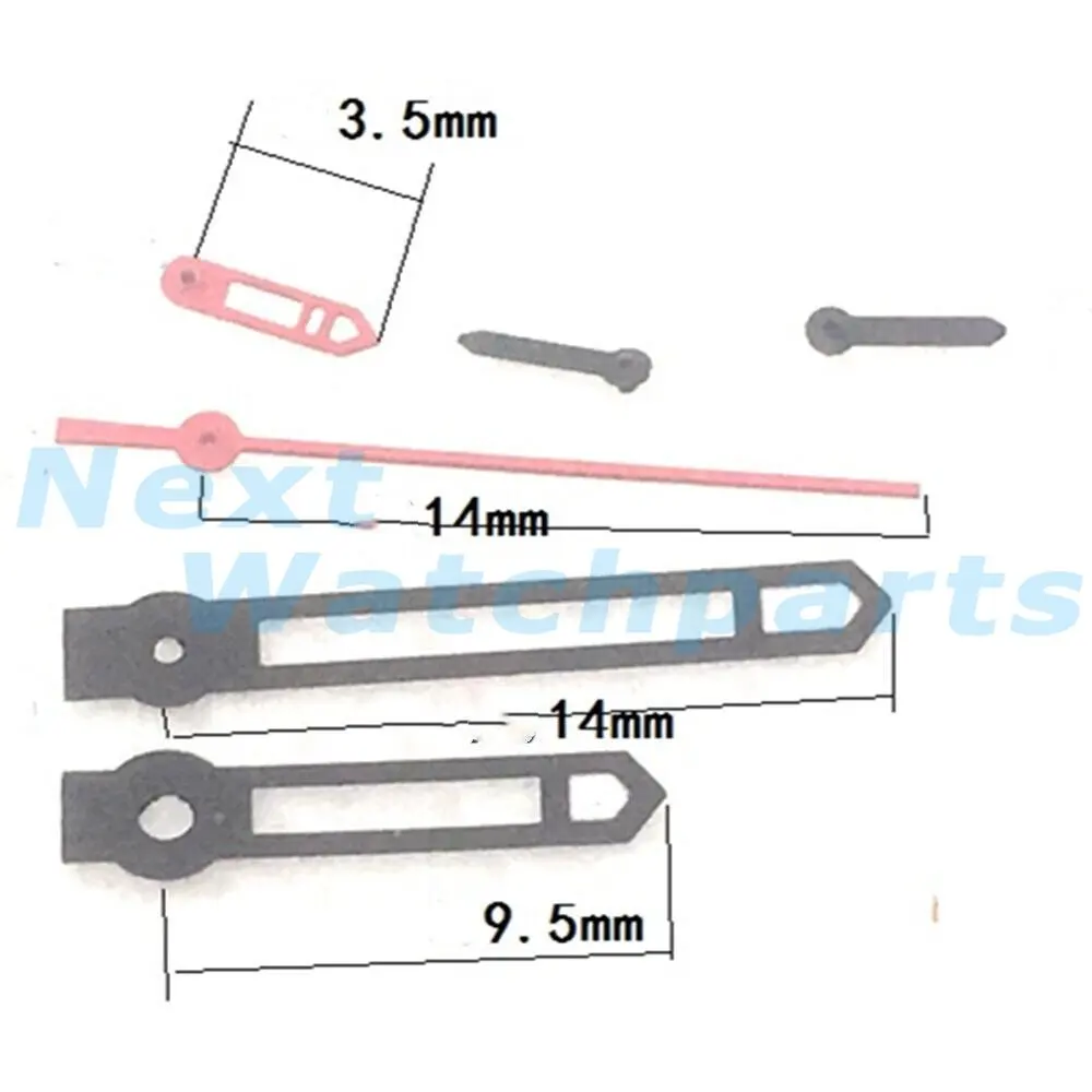 Black Trim Red Second Hand Watch Hands