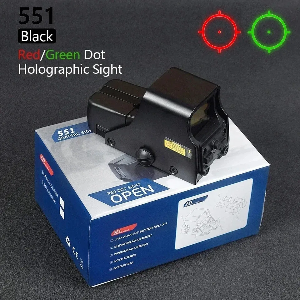 

Голографический прицел 551 552 558 с красной и зеленой точкой для тактической охоты, крепление на планку 20 мм, для страйкбольного оружия