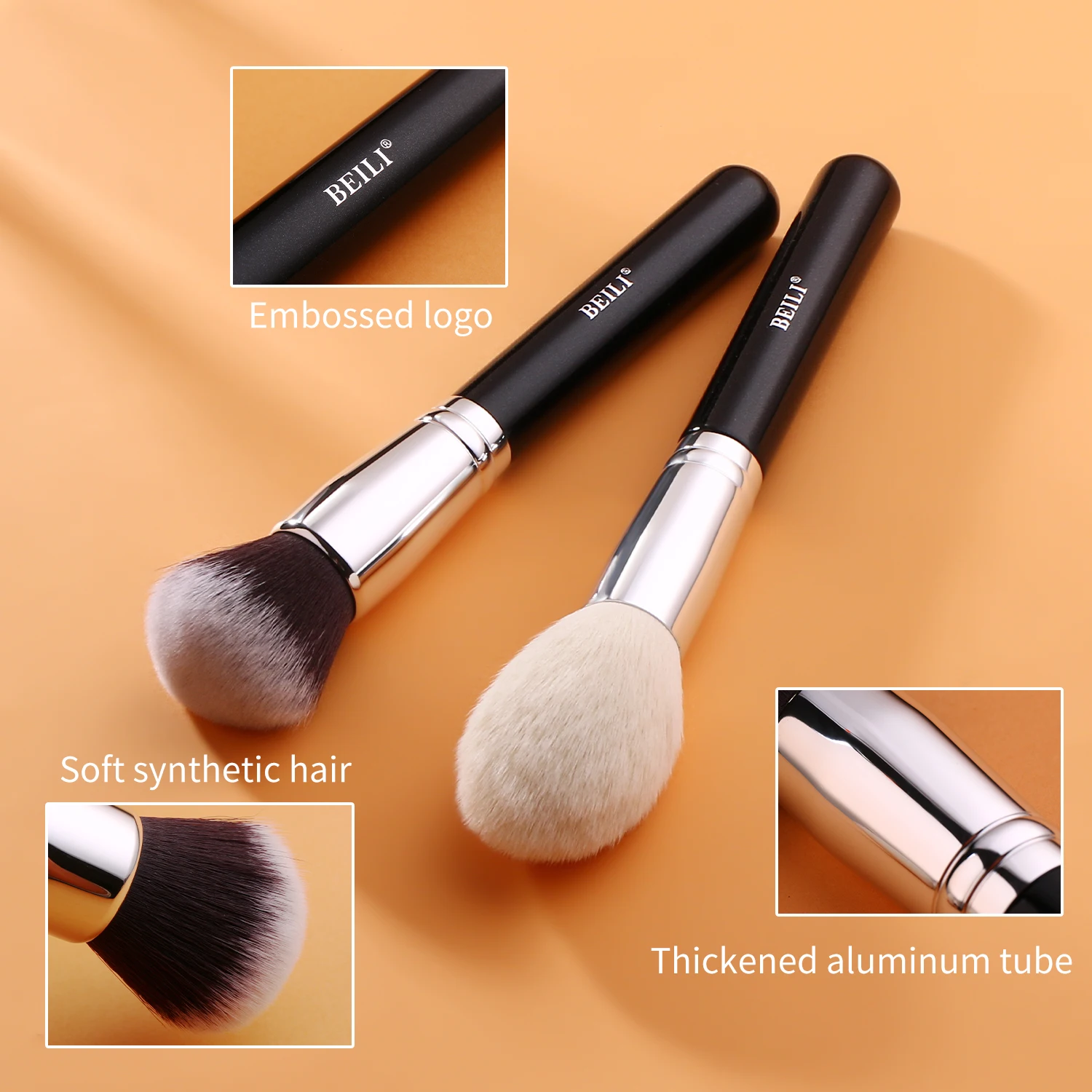 BEILI Black 12/20/22pcs Makeup Brushes Set Natural Goat Hair Powder Foundation Eyeshadow Foundation Eyebrow Make Up Brush