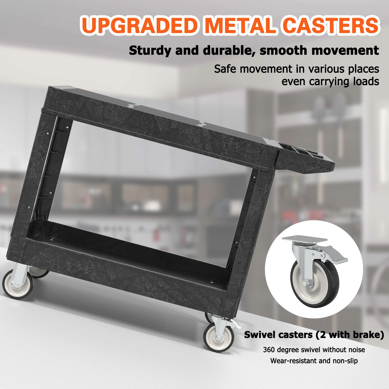 عربة أدوات مسطحة من Kieperi مع عجلات، عربة خدمة دوارة شديدة التحمل للمستودعات #4