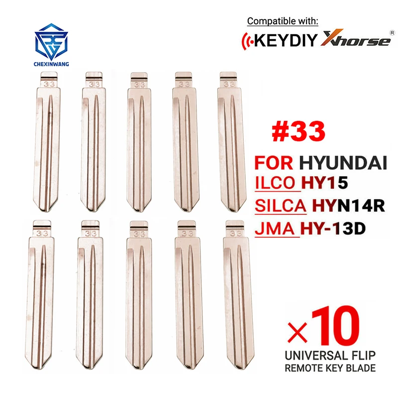 10 Pcs/lot #33 HY15 Metal Blank Uncut Flip KD/VVDI Remote Key Blade for Hyundai SONATA NF Elantra Kia K2 K3 SantaFe