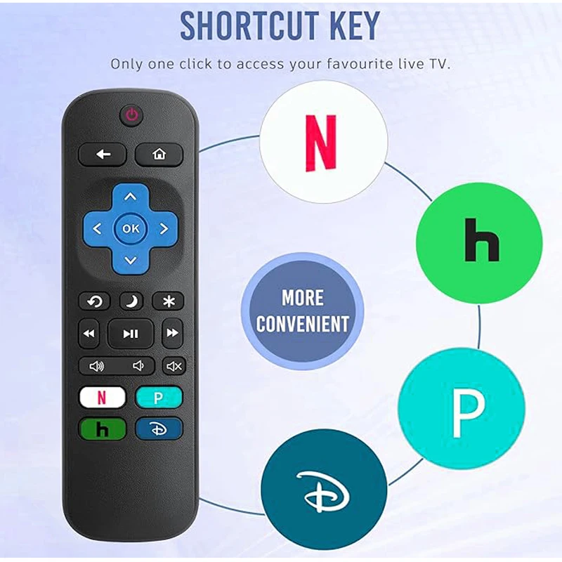 Replacement Remote Control Only for Roku-TV, for /Hisens OnnRCA Sharp  ect, with Netflix/Disn