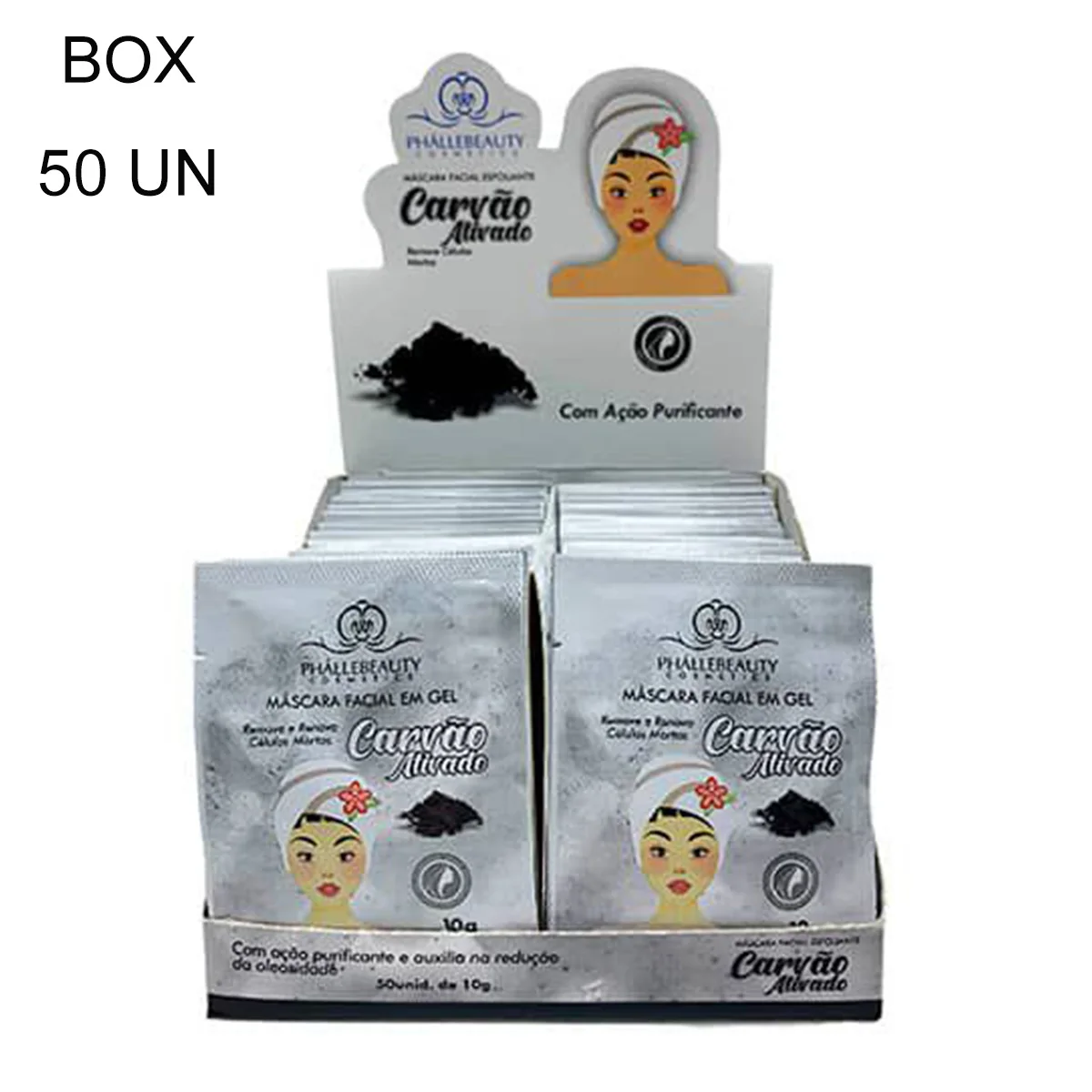 Kit C/50 Units Exfoliating Face Mask Activated Charcoal-Phállebeauty