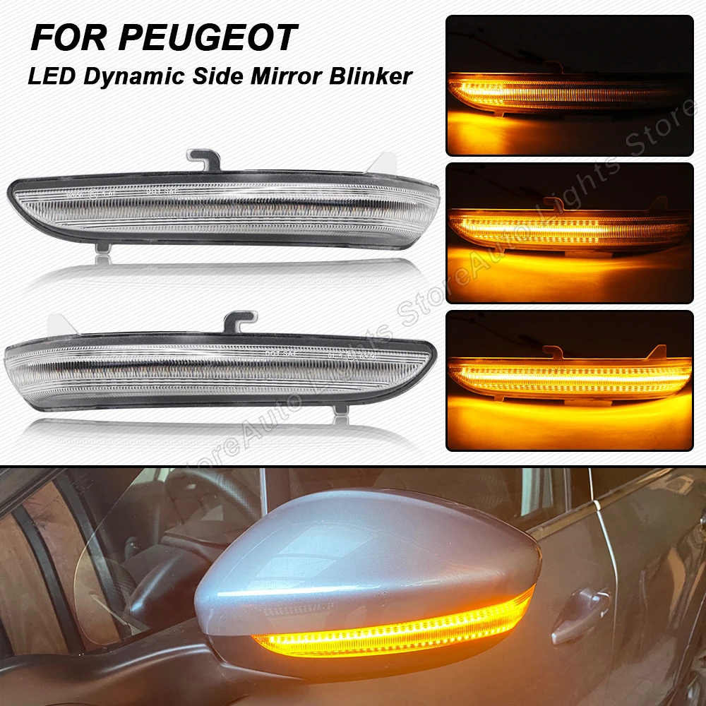 2PCS Dynamic LED Side Mirror Blinke Light For Peugeot 208 2008 Accessories For Citroen Cactus For Opel/Vauxhall Corsa F No Error