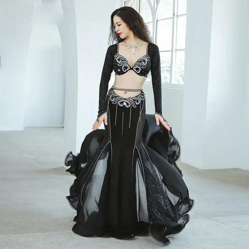 Bauchtanz Professionelle Compeitition Anzug für Frauen Bellydancing Bh + Fischschwanz Rock 2 stücke High-End-Custom Oriental Dance outfit