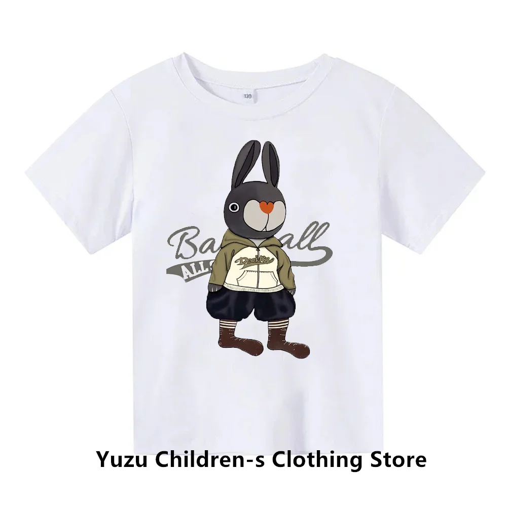 Trend Rabbit Printing Summer Popular T-Shirt Casual Lightweight Comfortable Creative Short Sleeve T-Shirt Boys and Girls T-Shirt