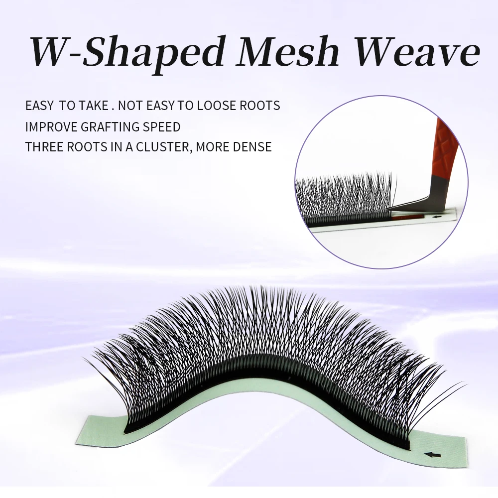 4D W Eyelashes Extensions Individual Lash Premade Fans Soft Volume Eyelash Natural Mesh Net Cross Four Leaf Clover Mink Cilia