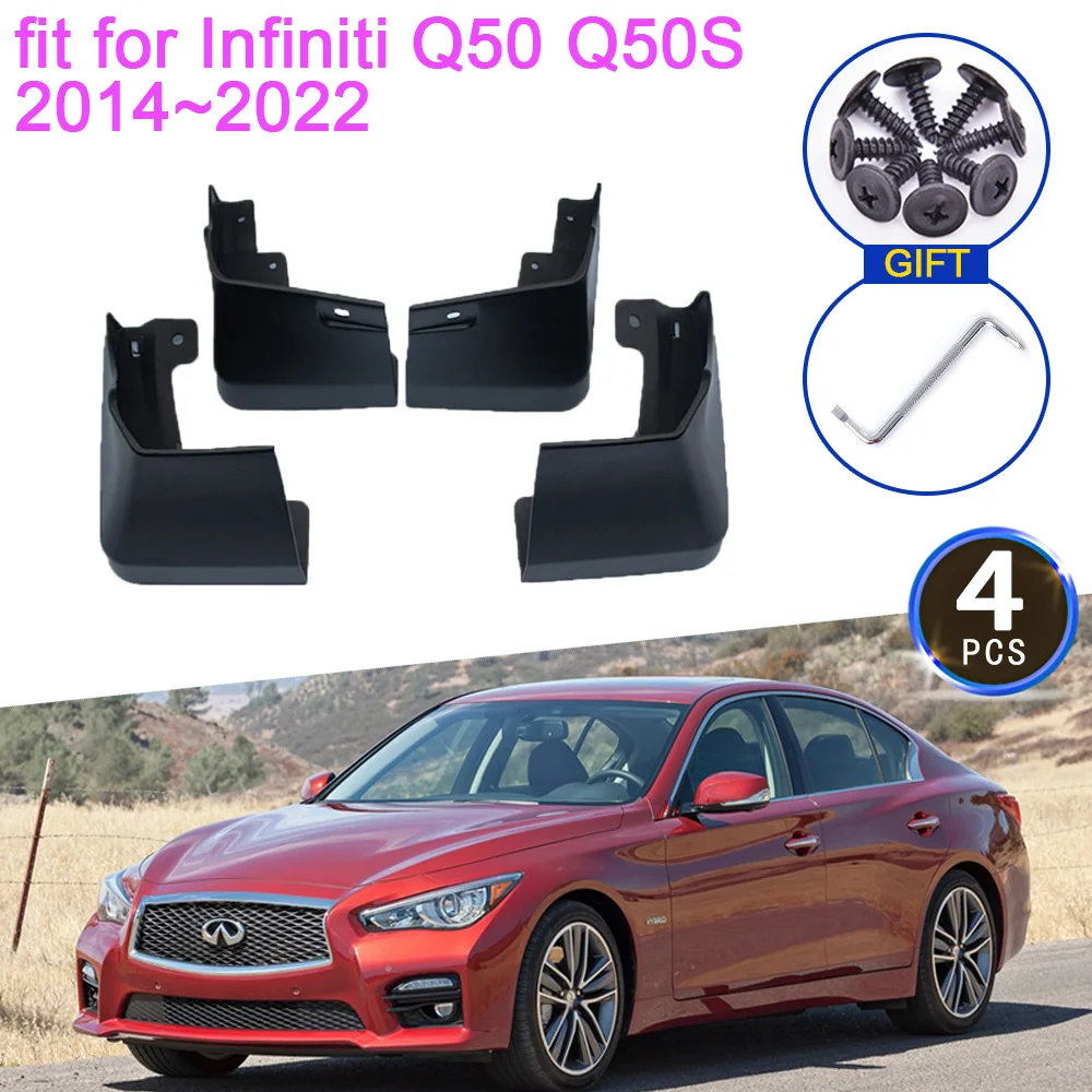 Mudguards for Infiniti Q50 Q50S 2014~2022 Accessories 2015 2016 2017 2018 2019 2020 2021 Mudflap Anti-splash Guards Fender Flare