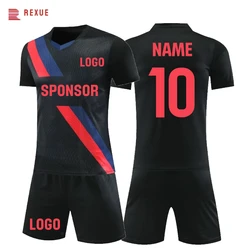 24/25 Men Kids Football Jersey Set Sublimation Blank Custom Stripe Club Team Soccer Unform Outfit Quick-dry Children Sportswear