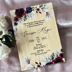 10pcs Wooden Board Wedding Invitation, Custom Invites Dinner Menu,Birthday,Christening Invitation for Party Decoration