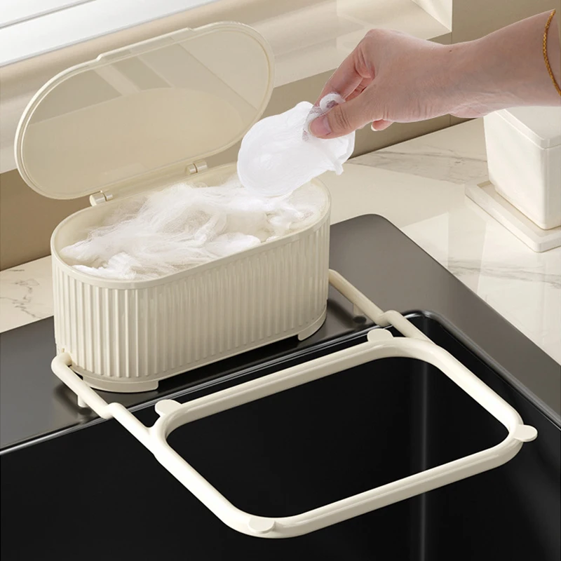 Kitchen Sink Filter Rack Foldable Sink Strainer Mesh Bag Stand Shelf Anti-Clogging Disposable Garbage Mesh Net Sink Storage Box