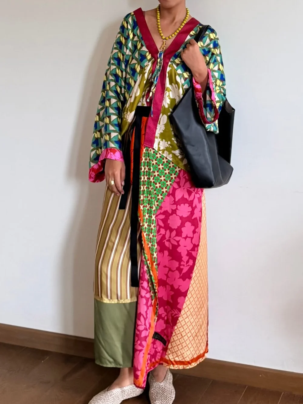 Womens Boho Floral Geometric Printed Two Piece Set Open Front Kimono Top Tie Side Long Skirts Suit Beach Vacation Outfits