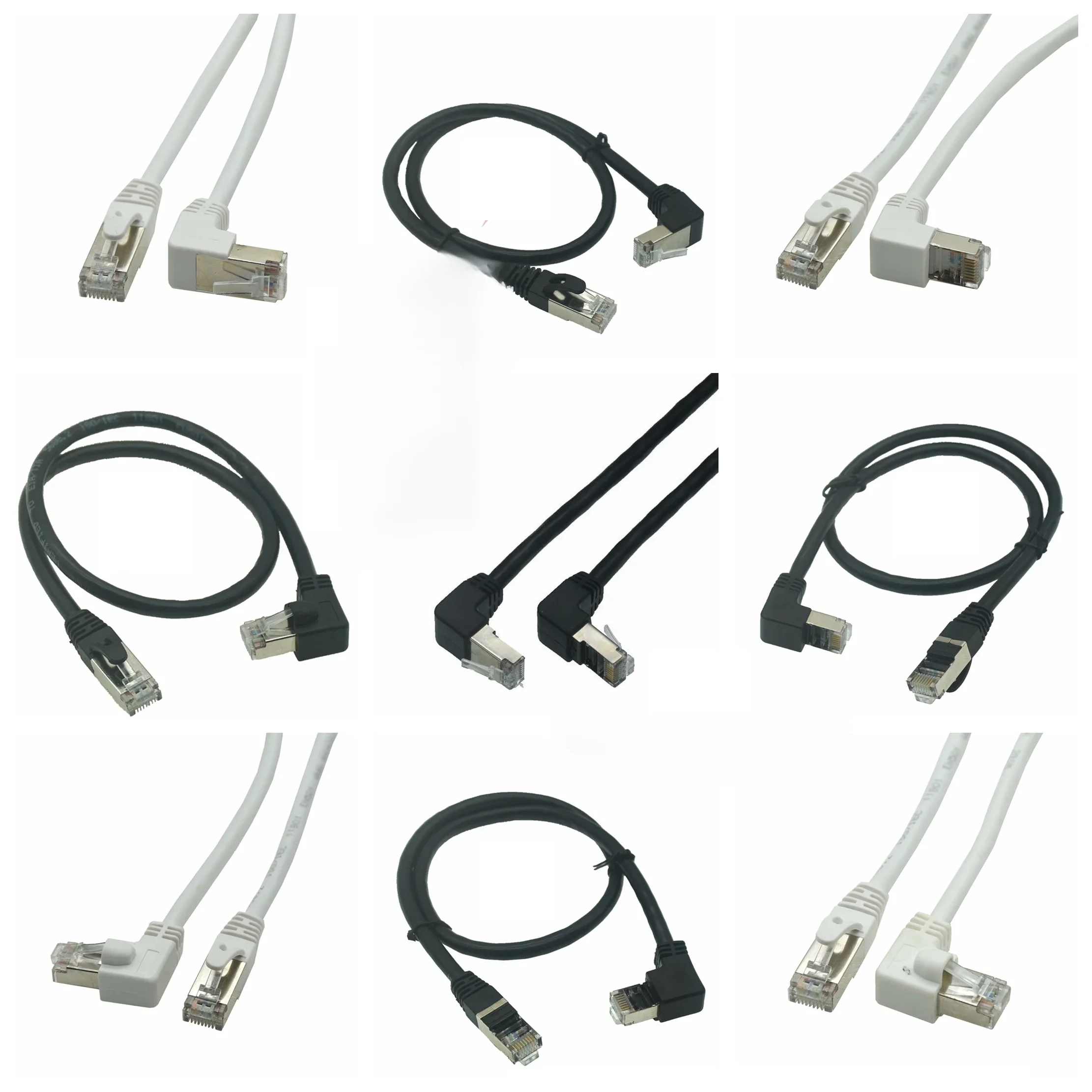 10M 5M 1M Biały kabel Ethernet Cat6 RJ45 Przewód sieciowy Patch 90 stopni Kąt prosty Cat6a Lan Krótki kabel do laptopa Router TV BOX — zdjęcie 2
