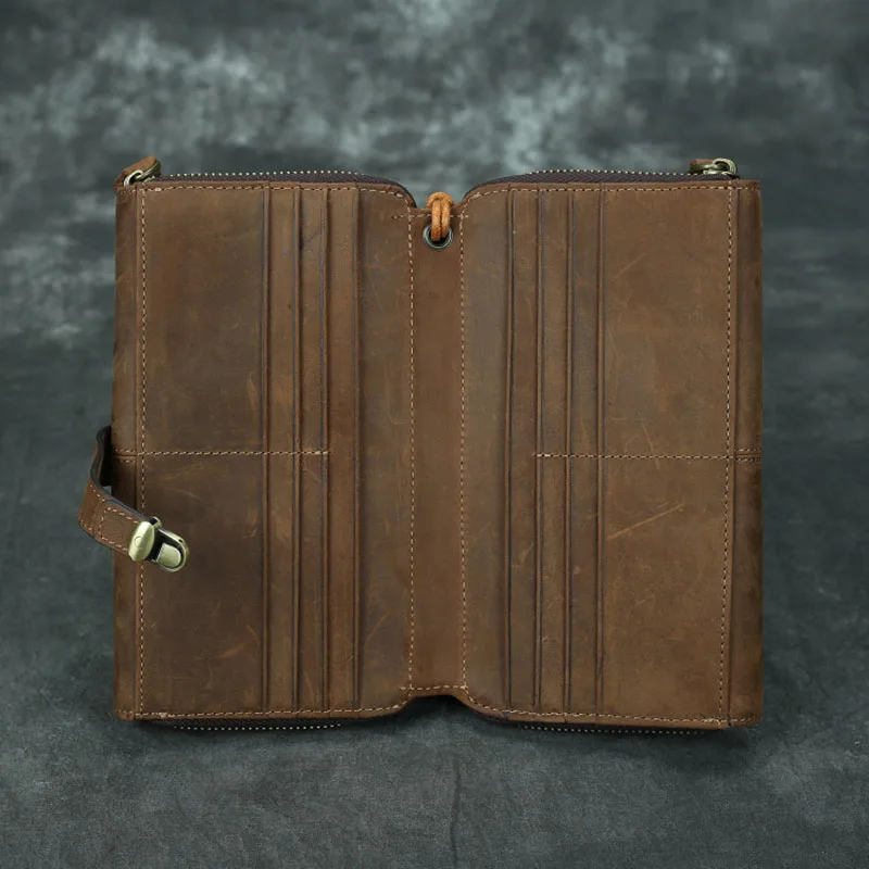 Men Clutch Bags Large Capacity Male Wallets Genuine Leather Long Purse Man Phone Bag Card Holder Wallet Clip