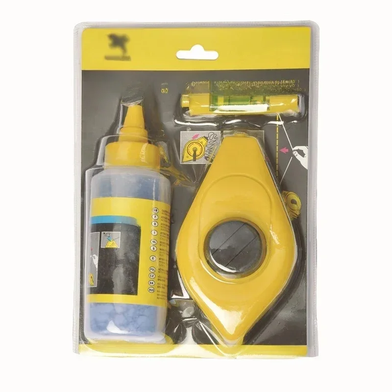 Ensemble de lignes de bobine de boîte à craie avec ligne de craie de 15 mètres de long, craie de marquage 110g, bobine de craie pour le travail du bois, la construction