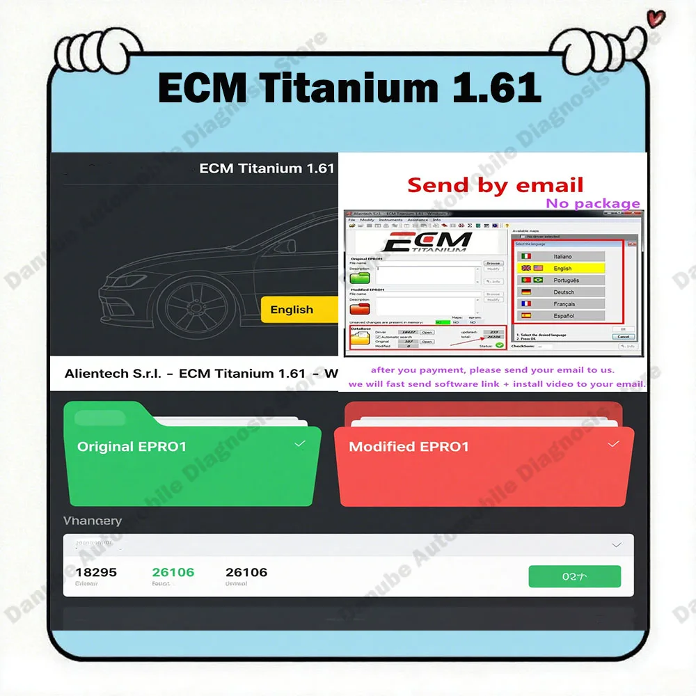 

Latest Car Tools ECM TITANIUM 1.61 windows 10 VMware For KT/ AG K-ESS V2 With 18259 + 26000 Drivers ECU Repair Software