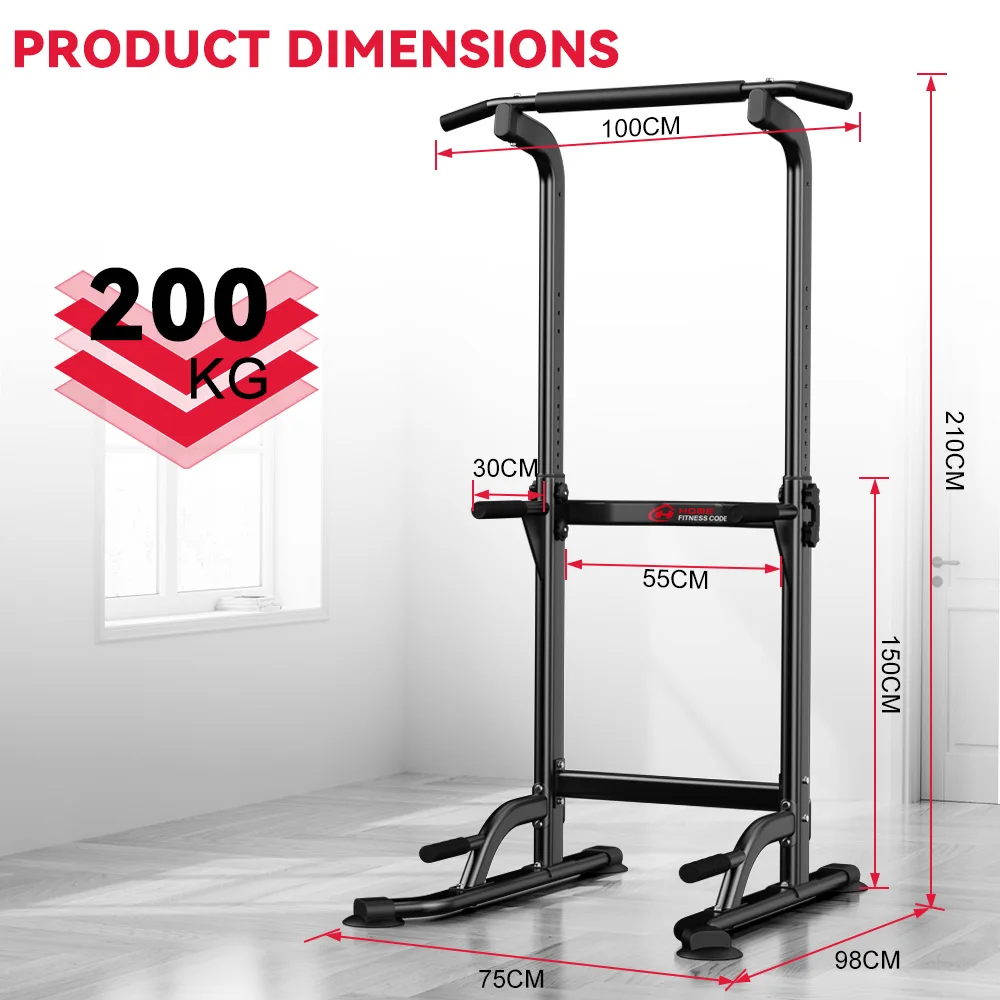 GartistGO Heavy-Duty Power Tower Dip Station Multifunktions-Klimmzugstange für Bauchmuskeltraining und Krafttraining zu Hause