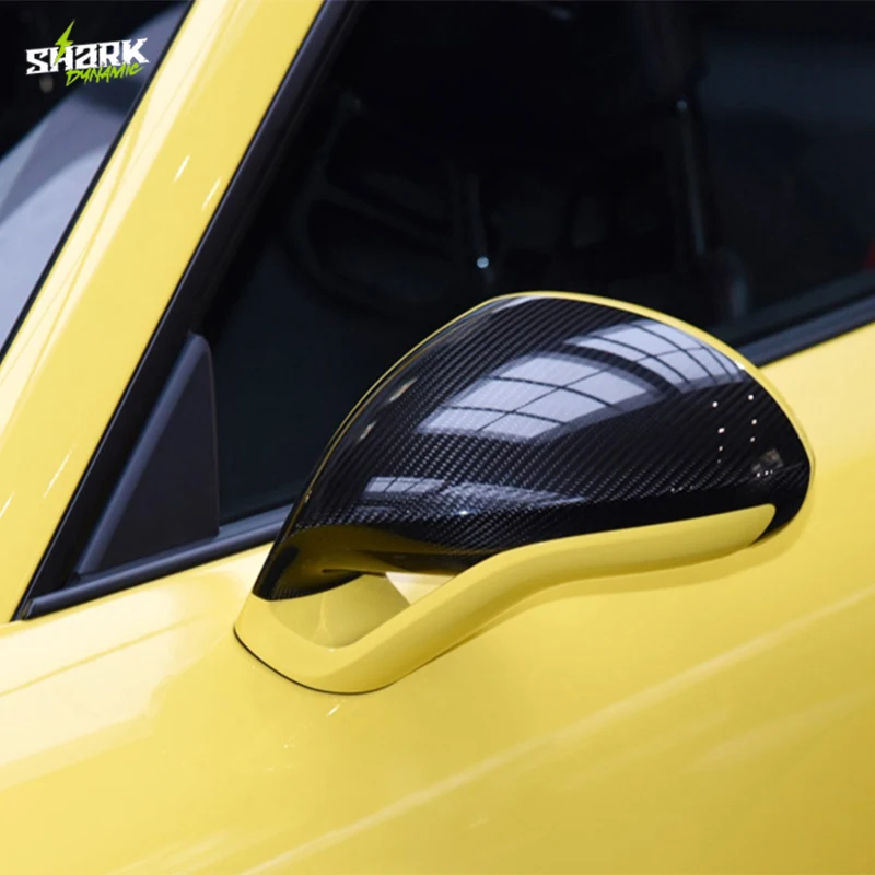 2PCS Real Carbon Fiber Rearview Side Mirror Cover Replace For Porsche Cayman Boxster 911 Racing Edition