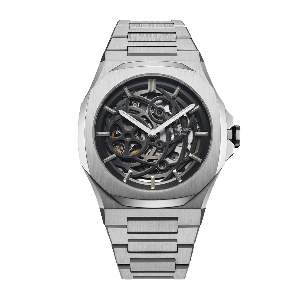 40mmSkeleton Automatic Watches Luxury All Stainless Steel Back Big Case Luminous Hands Men Watches