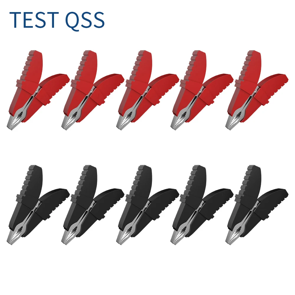 

QSS 10PCS Alligator Clips Black Red Crocodile Clamps for Loaded Truck Car Battery Charging Electrical Testing