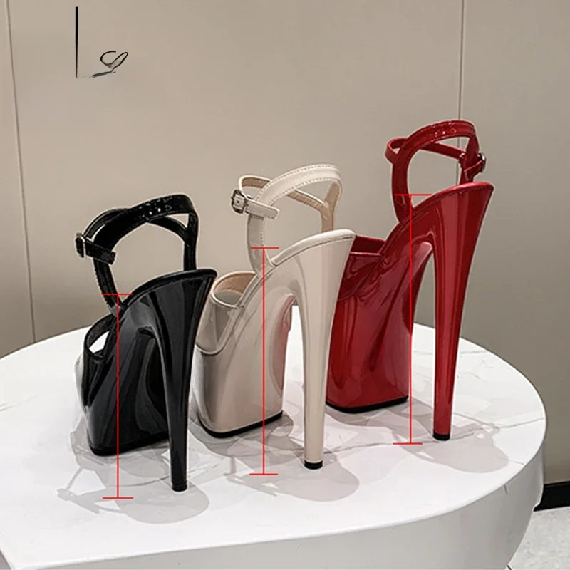 20CM 17 15cm Super haut talon discothèque talons fins femmes plate-forme sandales cheville boucle mode pôle danse chaussures grande taille