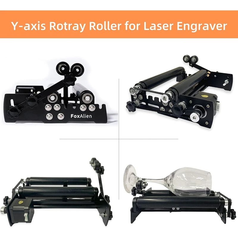 FoxAlienR42 Rotary Roller for Laser Engraving Cylindrical Objects, for Masuter Pro WM3020