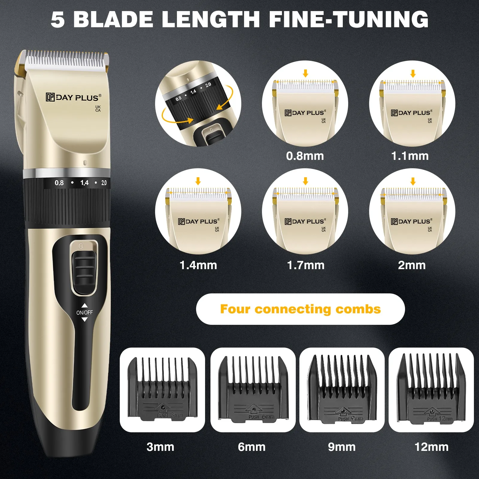 Elektrische Tierhaarschneidemaschine, Pflegeset für Hunde, wiederaufladbarer Trimmer, Haarschnitt, Tier-/Katzen-/Kaninchenhaarentferner, professionelles Maschinenset – Detail 4