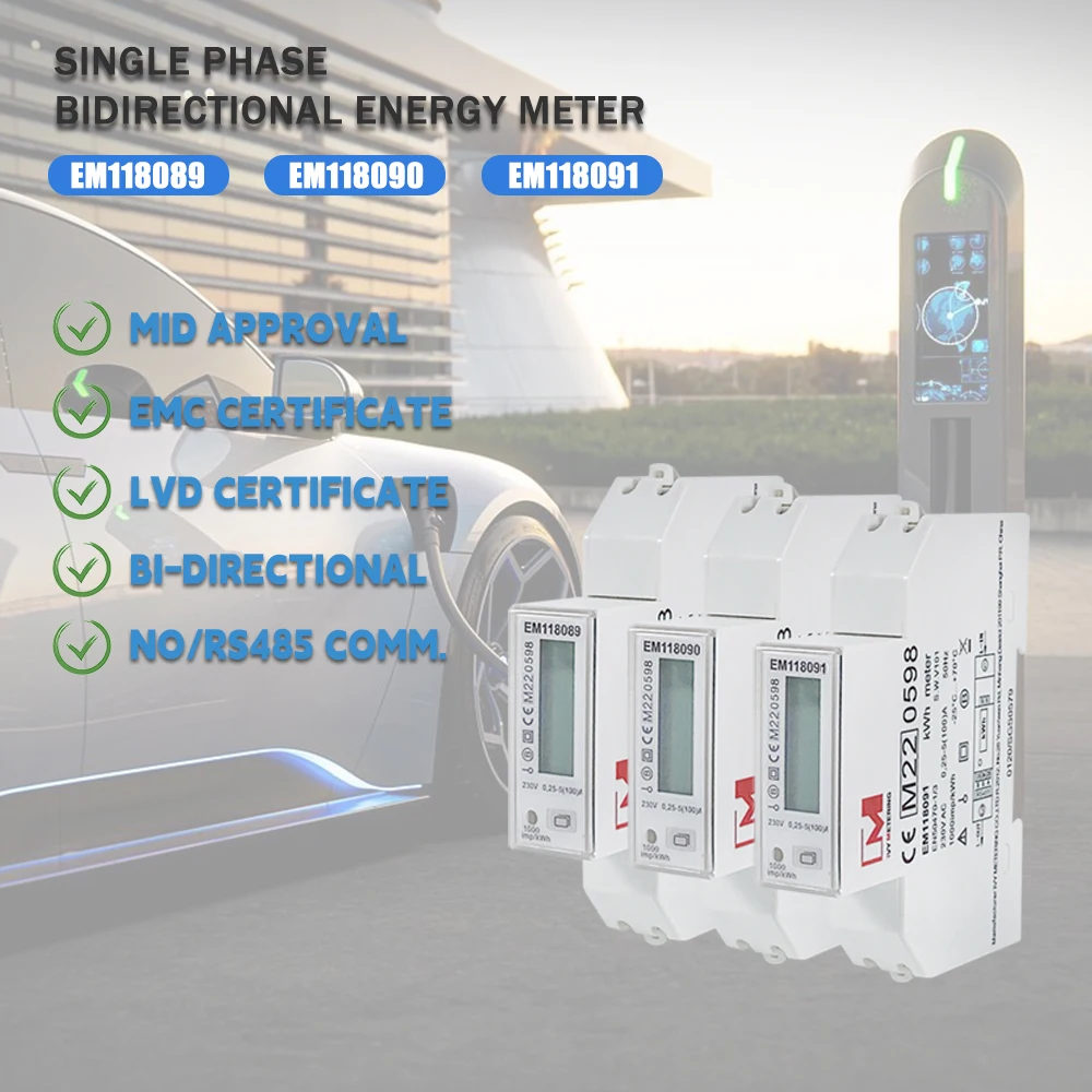 RS485 Modbus Medidor de potencia inteligente bidireccional de 1/3 fases Vatímetro de energía solar fotovoltaica Multímetro medio EM 118089   90 91 EM 519032   33 24