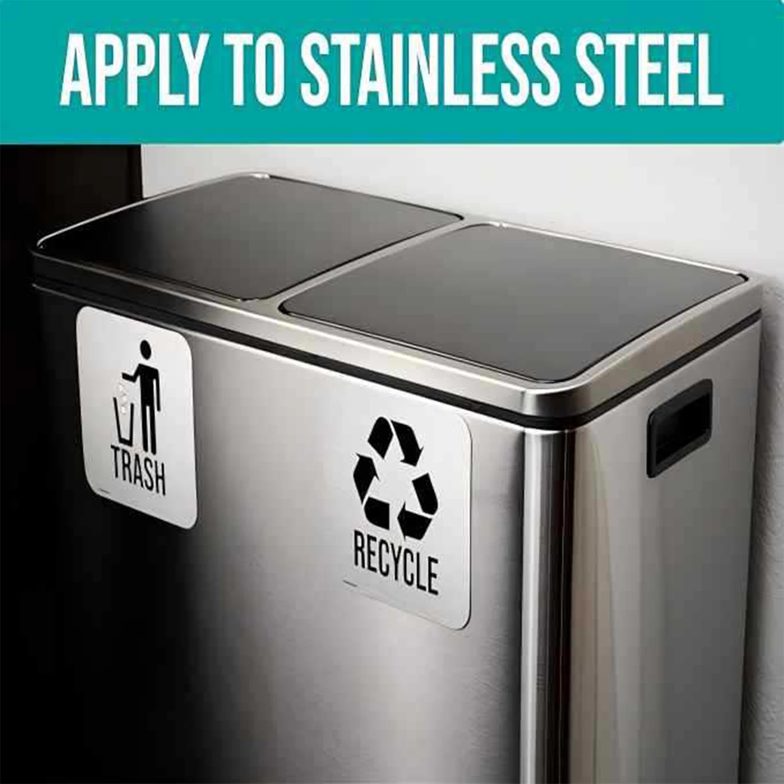 2 Pcs Square Magnetic Sticker Outdoor Trash Can And Recycling Magnet Combo Adhesives for Trash Can Sign Symbol