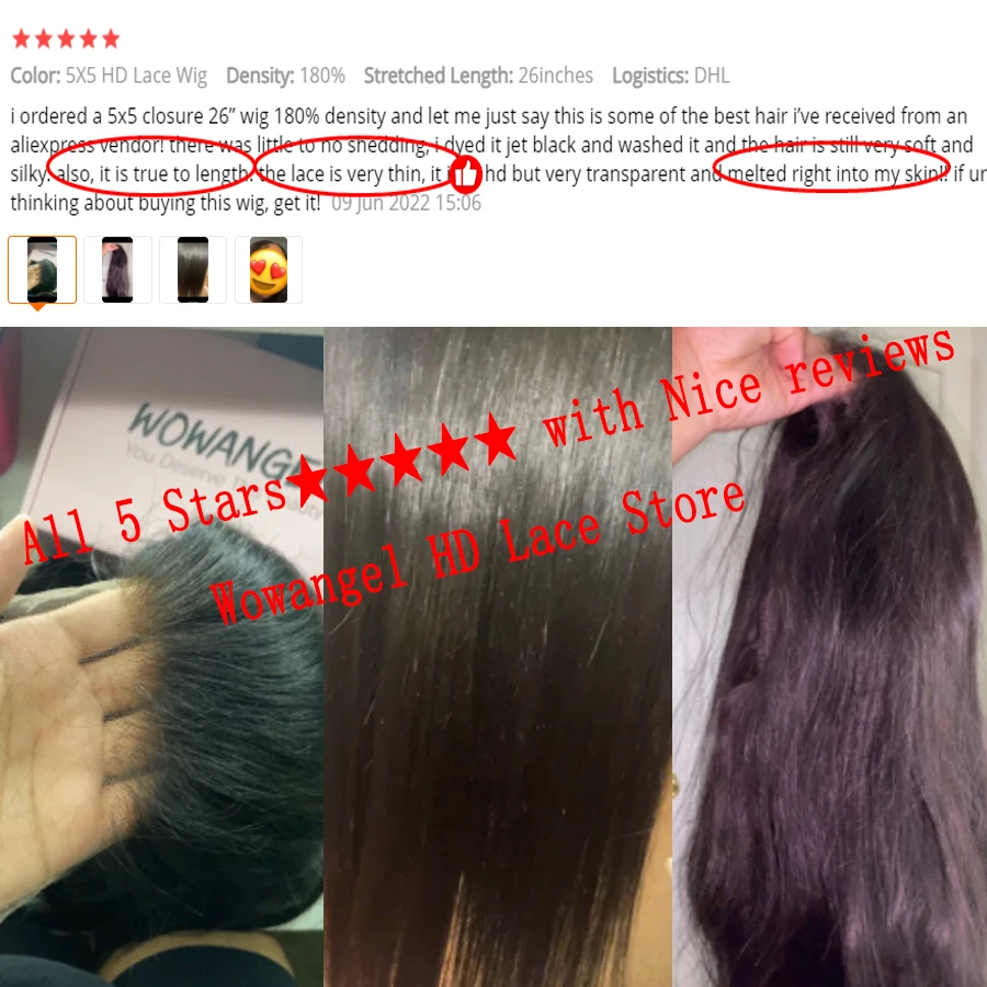 WOW ANGEL HD Lace Frontal Perücke 250% 13x6 HD Lace Front Perücke Glattes Haar Unsichtbare HD Lace Hautschmelzende HD Lace Front Echthaarperücke – Detail 7