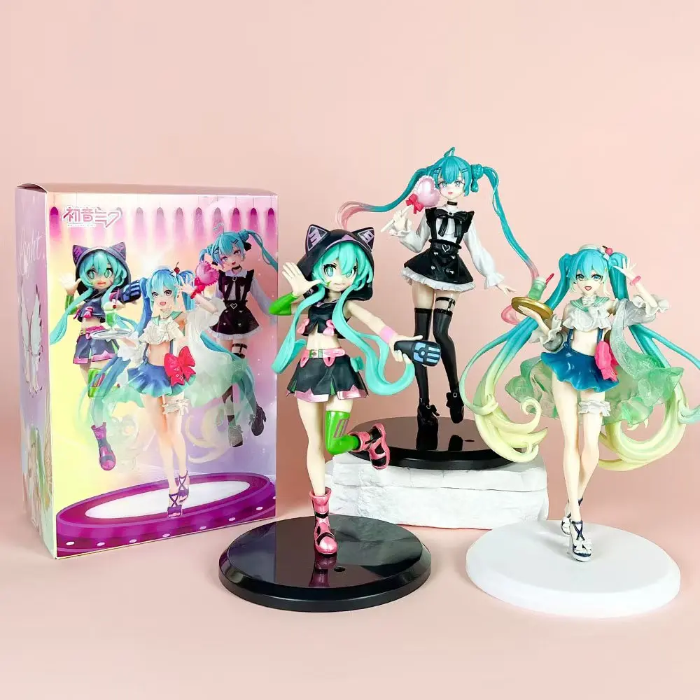 17-21CM Anime Hatsune Miku Figure Stage Performancer Dress up Model Toy Gift Action Figure Collectible Doll Concert Support