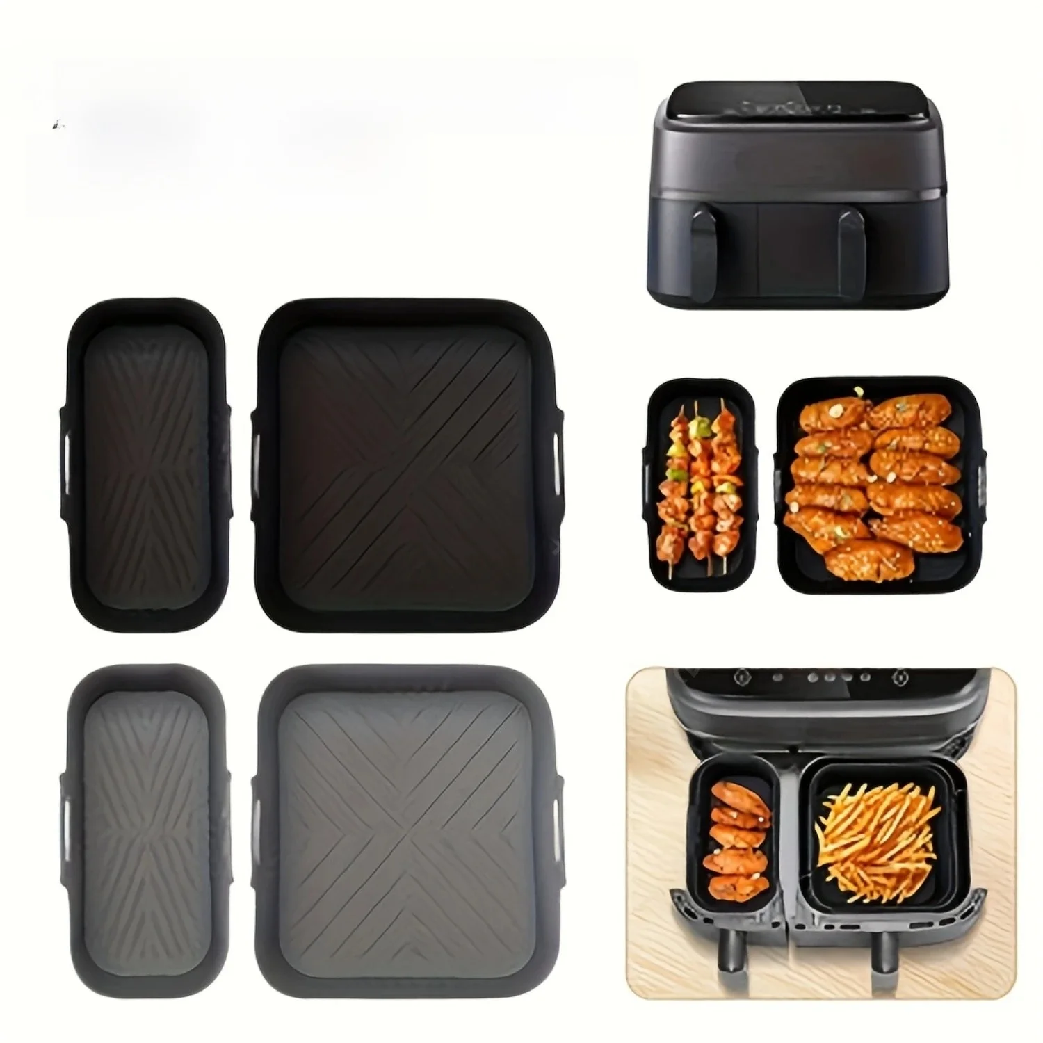 Revêtement en Silicone pour friteuse à Air Philips, double panier, série NA350, 6l/3l, doublure réutilisable pour friteuse à Air, accessoires