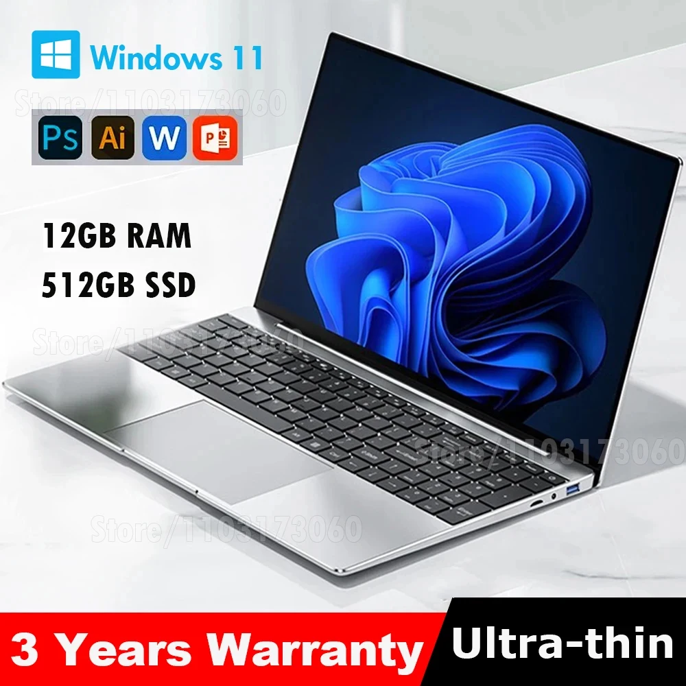 2024 New Laptop Computer Windows 11 Intel Celeron J4025  Notebook PC Gamer 12GB RAM 512GB 1TB SSD 1920*1080 Office Computer