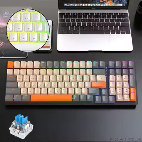 세계일주 축교환  RGB 불빛 투톤키캡 게이밍 키보드 기계식 키보드 유선  키보드 한글 키보드