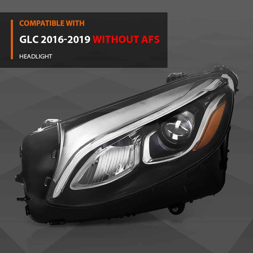 

Led Headlight Left Side Without Afs Fit for 2016 2017 2018 2019 Mercedes Benz Glc 2539061301, A2539065501 Clear Lens Black Housing