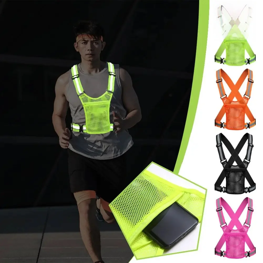 AliExpress NONE Reflective Safety Vests Lightweight Adjustable Elastic Vest Jacket Hi Vis Reflective Strips for Traffic Control Running Cycling