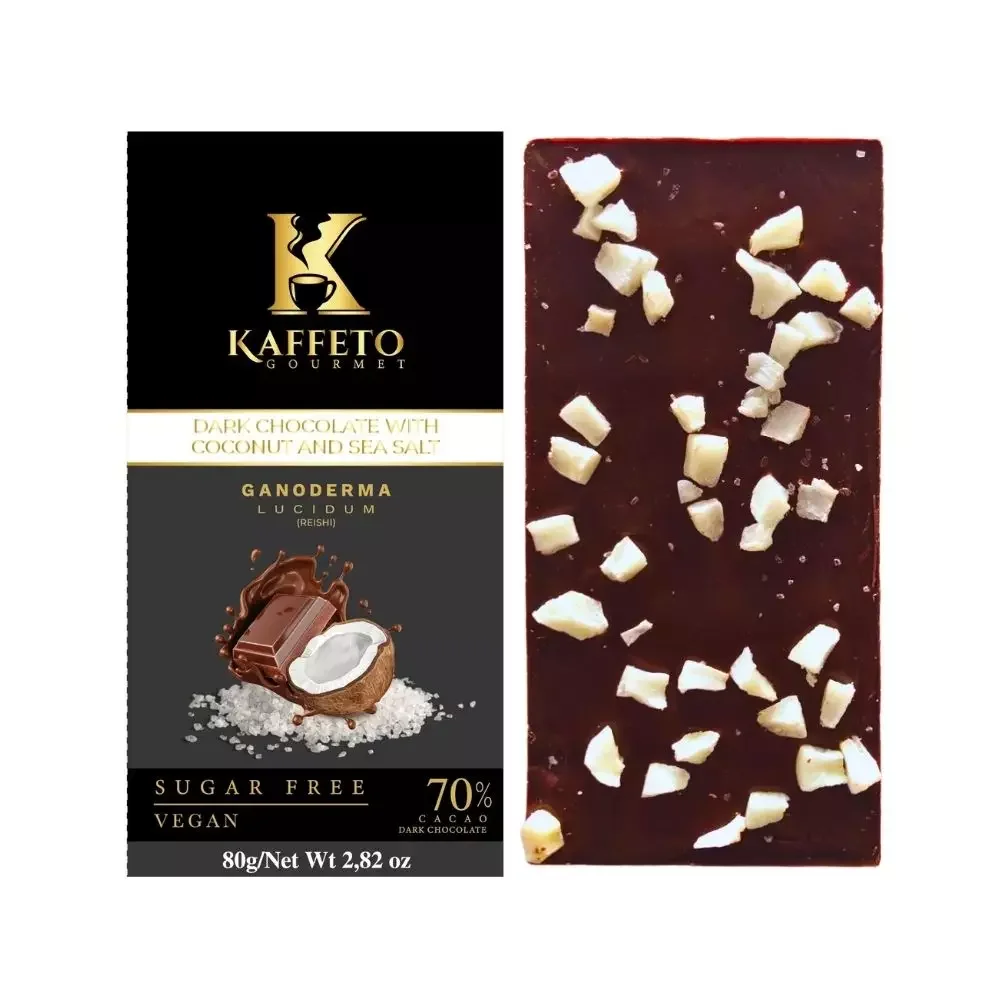 Kaffeto Gourmet Dark Chocolate Bar with coconut and sea salt 2.82 oz