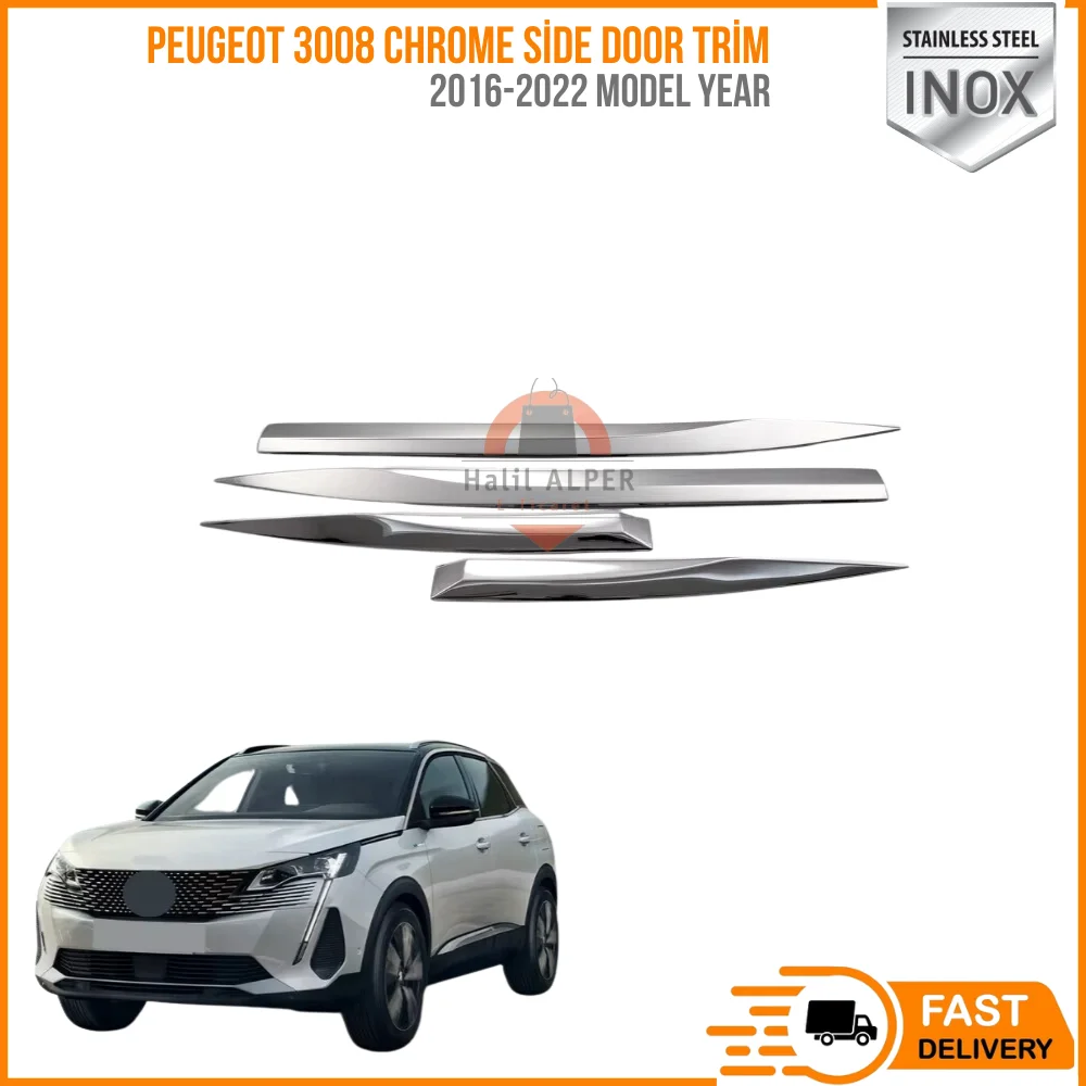 For Peugeot 3008 chrome side door trim cover trim molding stainless steel 4PCs exterior car accesses