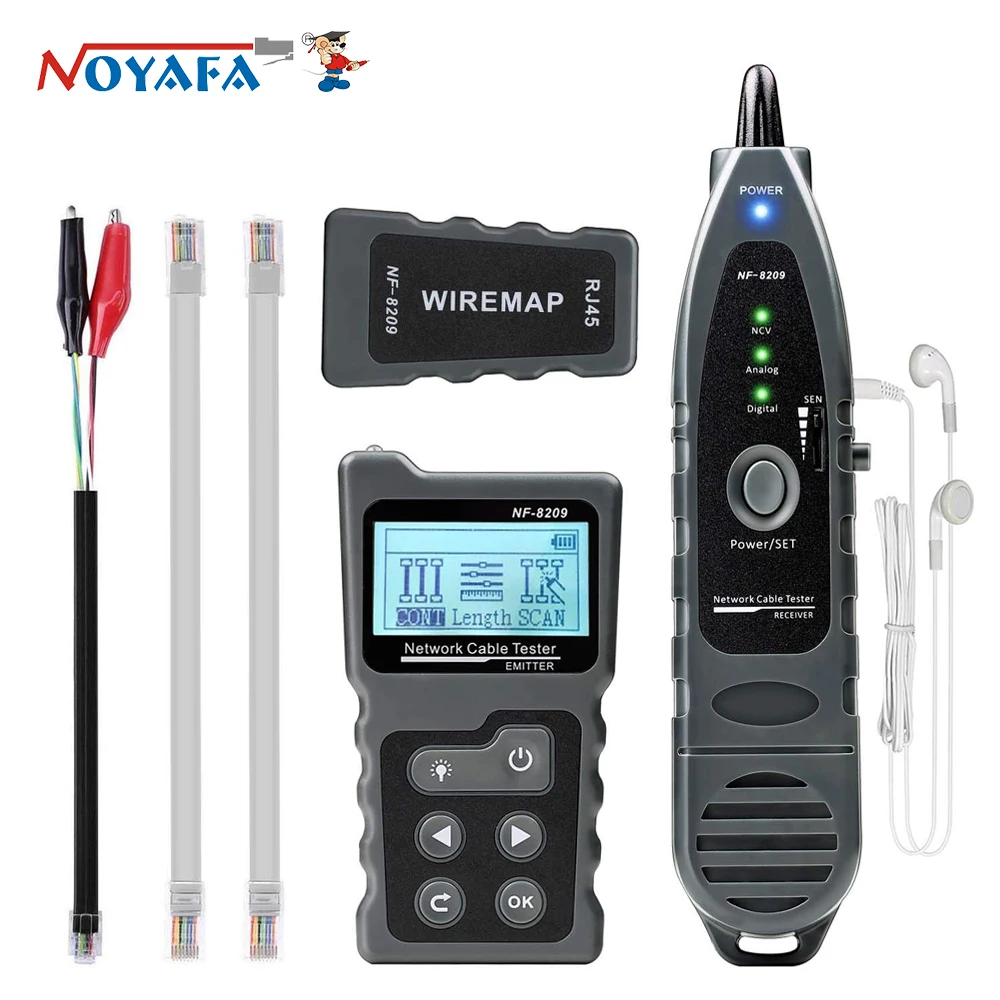 

NOYAFA NF- 8209 Network Cable Tracker Cat5 Cat6 PoE Tester Detect Voltage Measure Fault Distance Cable Tester with NCV & Lamp