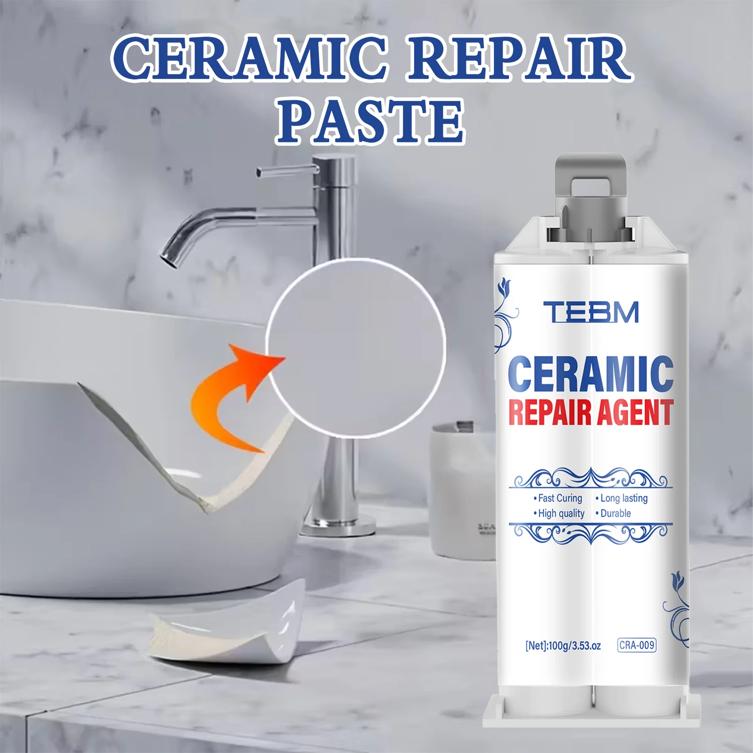 Agent de réparation universel pour céramique 100g, kit multifonctionnel pour la réparation des fissures de carreaux et de pierres, pâte de réparation des fissures de sol couleur ajustable