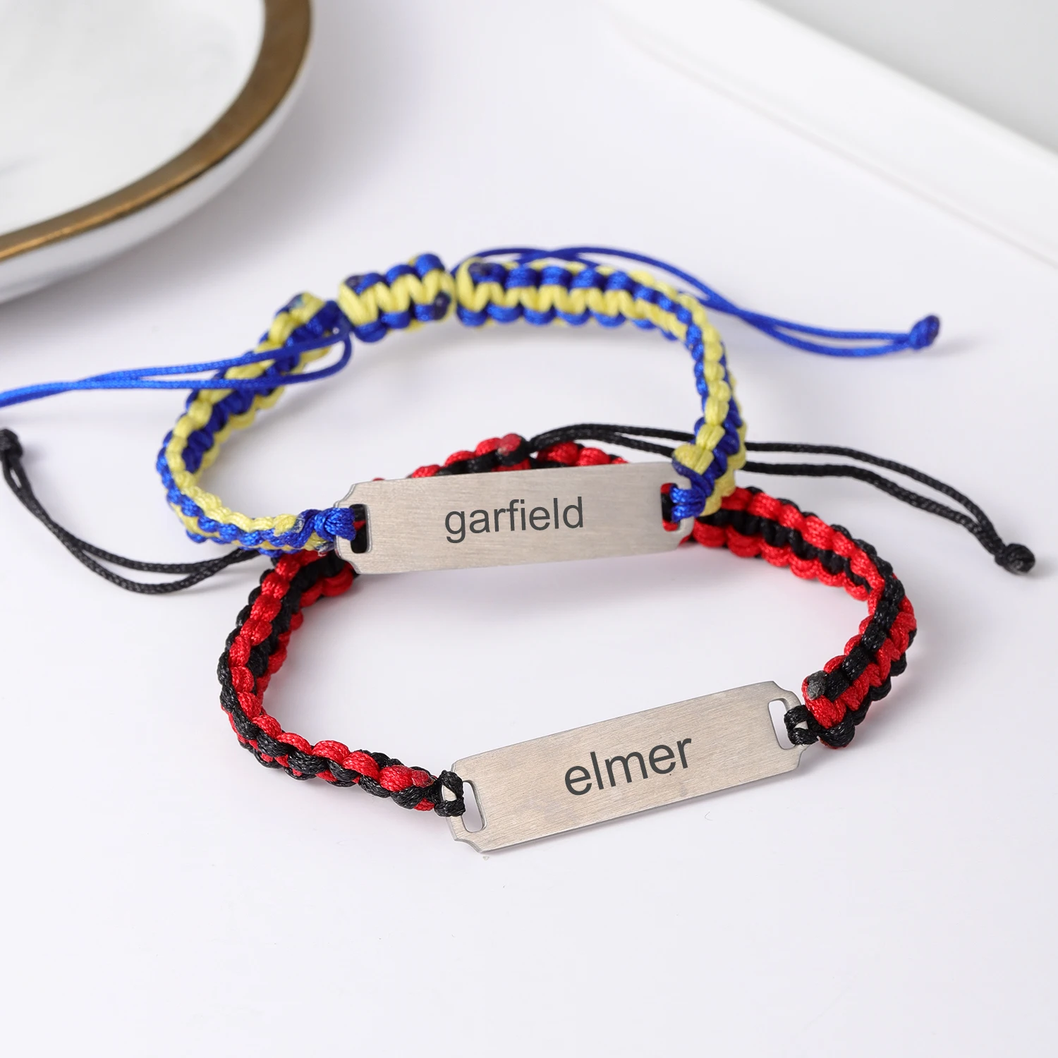 Personalized Name Bracelet Matte Horizontal Bar Bracelet Handmade Rope Bracelet Bestie Jewelry Friendship Bracelet For Her Gift