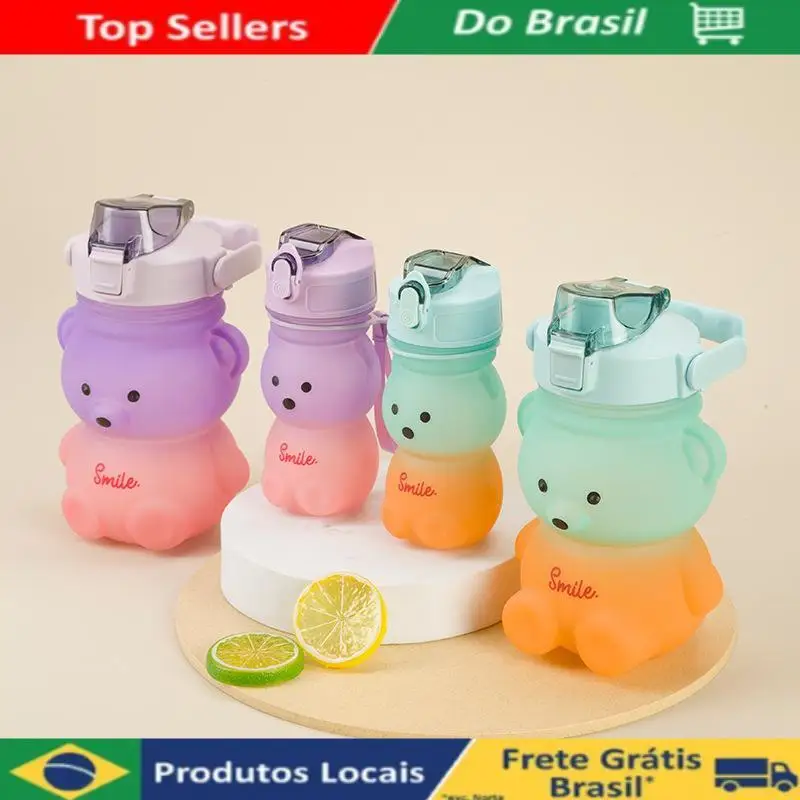 1400ML 350ml Bear Shaped Gradient Children's Portable Water Bottle Kit Accessories Fluffy Cup