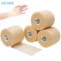 OK TAPE Pre Wrap Tape 4-Rolls Athletic Foam Underwrap for Sports, Protect Ankles Wrists Hands and Knees, 7 CM x 27 M Pink Skin