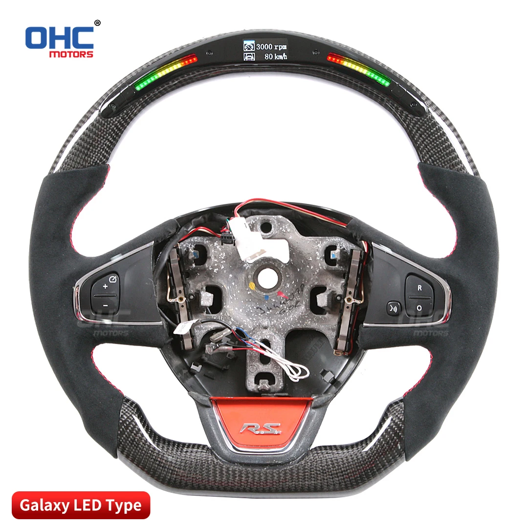 OHC Motors مخصص 100% ألياف الكربون الحقيقية RPM تضيء LED عرض سباق عجلة القيادة لرينو كليو 4 IV