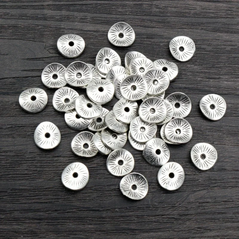 100 sztuk 9x8.5mm Antique Silver Plated Spacer koraliki Charms dla Diy zroszony bransoletki naszyjnik biżuteria Handmade Making akcesoria — zdjęcie 2