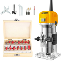 800W 30000rpm Electric Wood Router Woodworking Manual Trimmer with Milling Cutter Machines Power Carpentry Power Tools Combo Kit