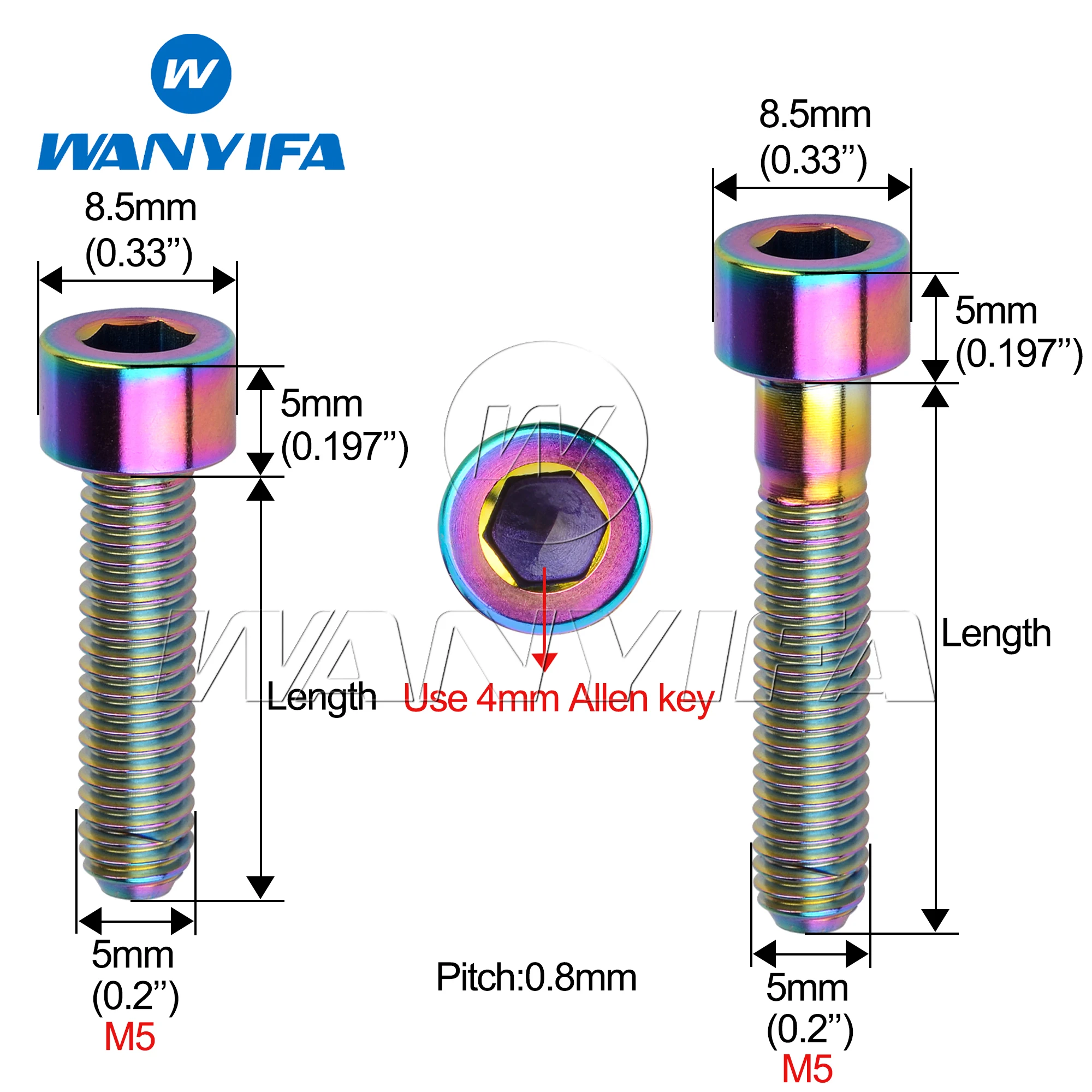 Wanyifa Titanium Bolt M5 X 10 12 16 18 20 23 25 30 35 40 45 50 55 60Mm inbussleutel Vierkante Kop Schroef Voor Fiets Stuurpen Zadelpen