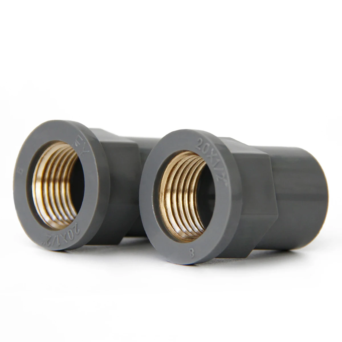 1Pcs PVC สีเทาตรงทองเหลืองเชื่อมต่อ1/2 "3/4" 1 "หญิงด้ายท่อพีวีซี Joint Aquarium สวนชลประทานอะแดปเตอร์