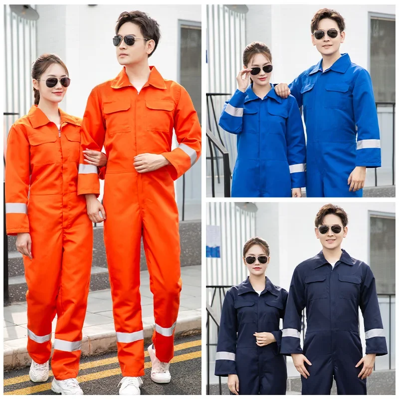 Cotton Overalls Wear and Dirt Resistant Long Sleeve Reflective Strip Labor Protection Clothing Engineering Clothing Work Clothes